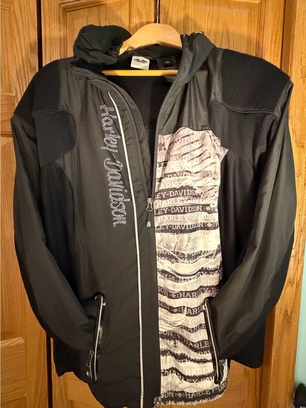 Harley-Davidson Black Hooded Jacket with Gray Logo Panel